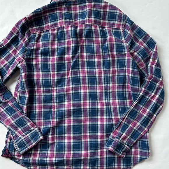 SUPERDRY Cotton Madras Button Front Long Sleeve Shirt - Picture 12 of 14